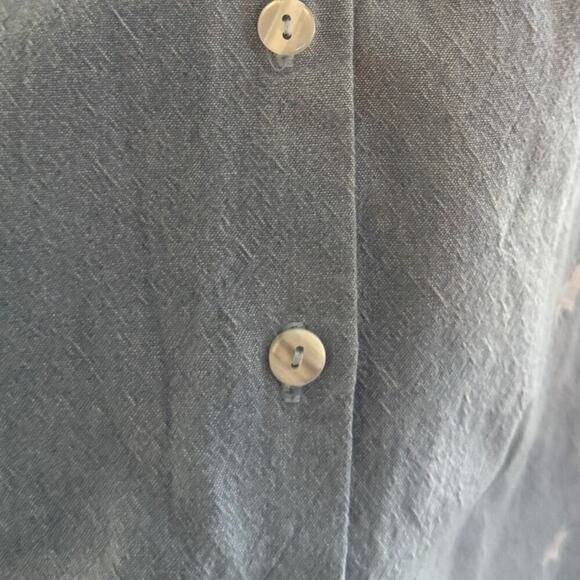 Casey Coleman Blue Chambray Button Down Shirt 1X Embroidered Stars Patriotic - Picture 5 of 8